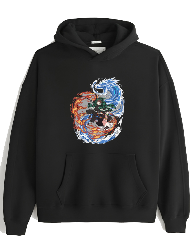 Anime Demon slayer nezuko tanjiro Oversize Hoodie Black 42