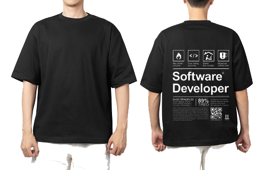 Software Developer Back text One Size t- shirt Black Back 39