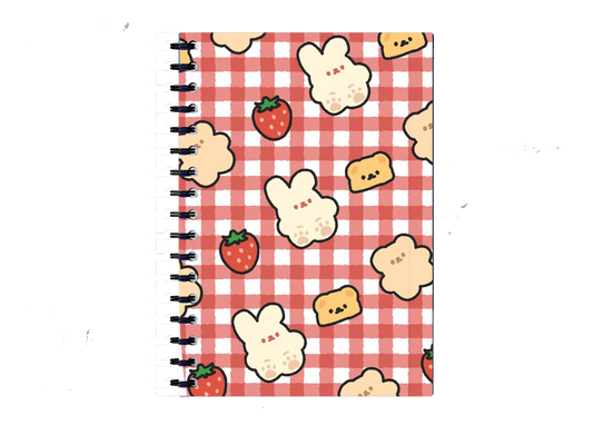 Notebook Cute bunny and strawberry red 43