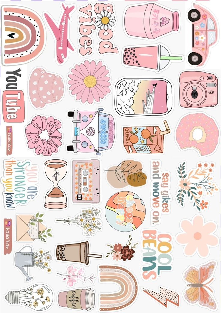 Pink Preppy Aesthetic Stickers Pack, Cute Travel, Camera, Boba, Rainbow, and Waterproof Vinyl Decals for Water Bottles, Laptops, Phone, Journal, and Scrapbooking