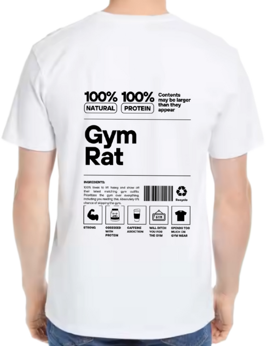 Gym Rat Back text One Size t- shirt White Back 43