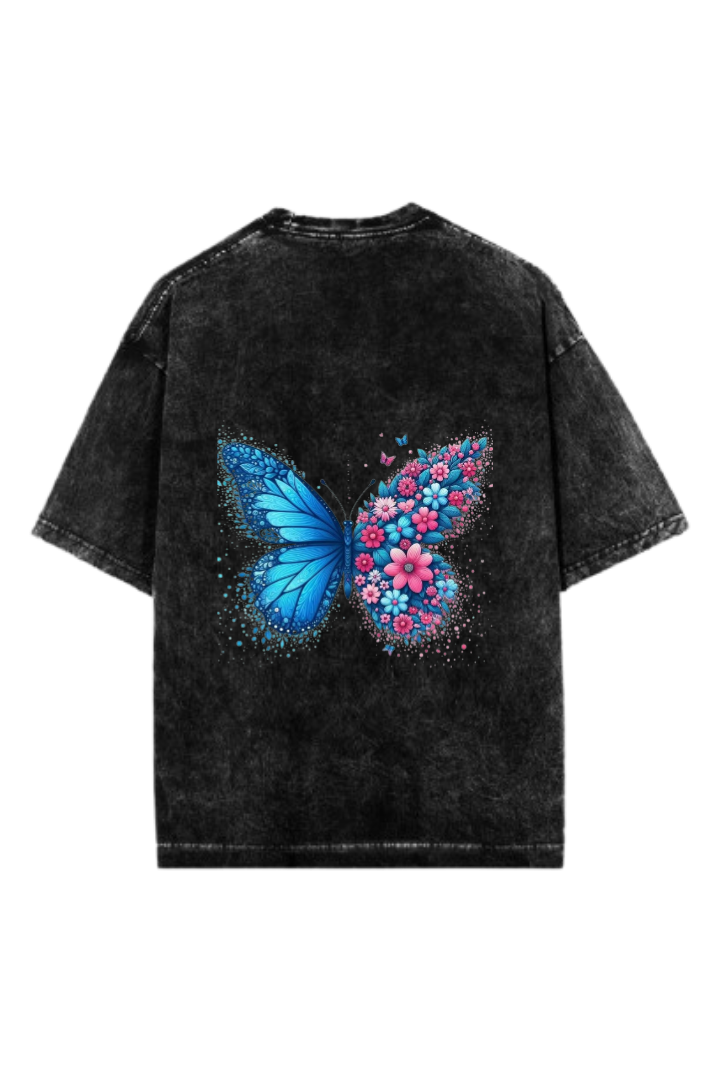 butterflies One Size t- shirt Washed Back 43