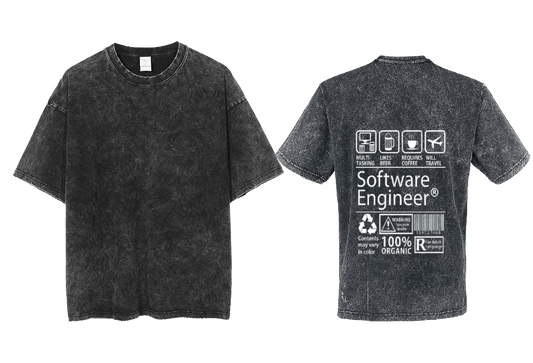 Software Engineer Back text One Size t- shirt Washed Back 43