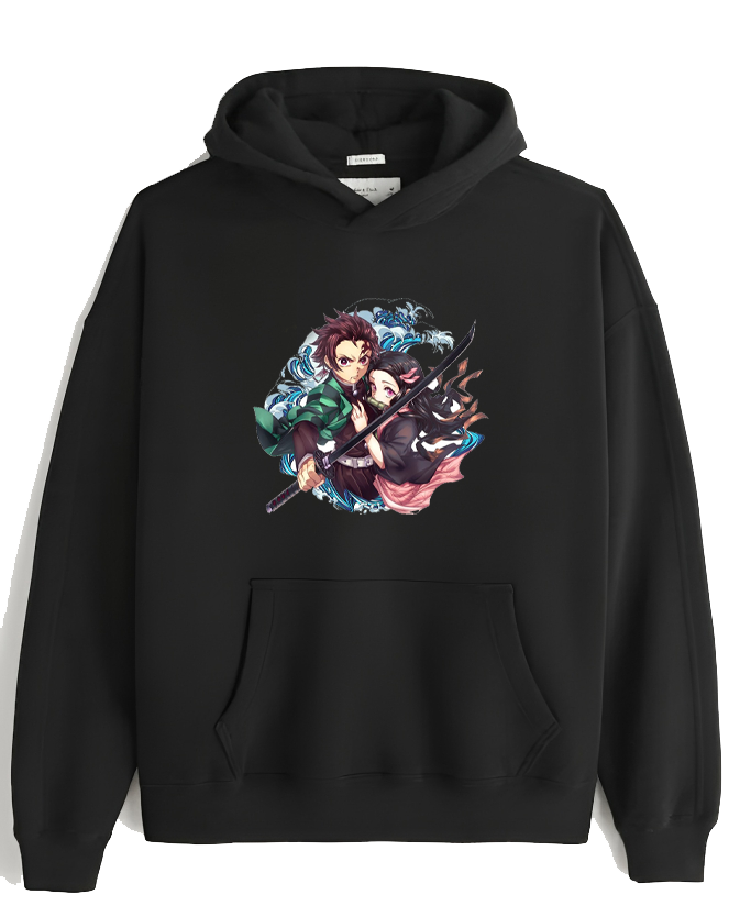 Anime Demon slayer nezuko tanjiro Oversize Hoodie Black 43