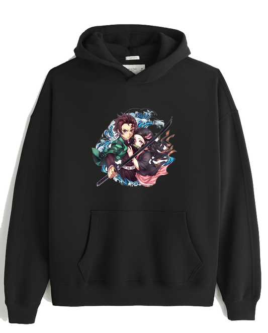 Anime Demon slayer nezuko tanjiro Oversize Hoodie Black 43