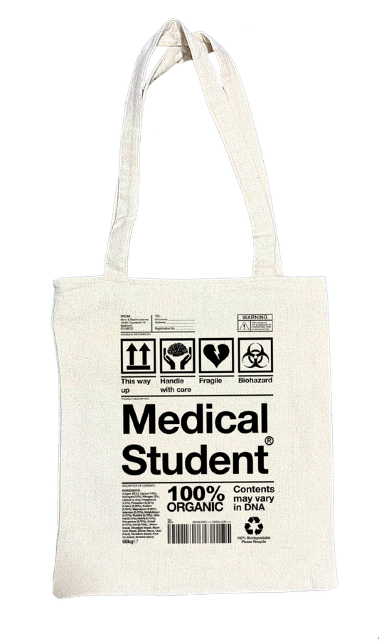 Medical Student Back text tote bag beige 43