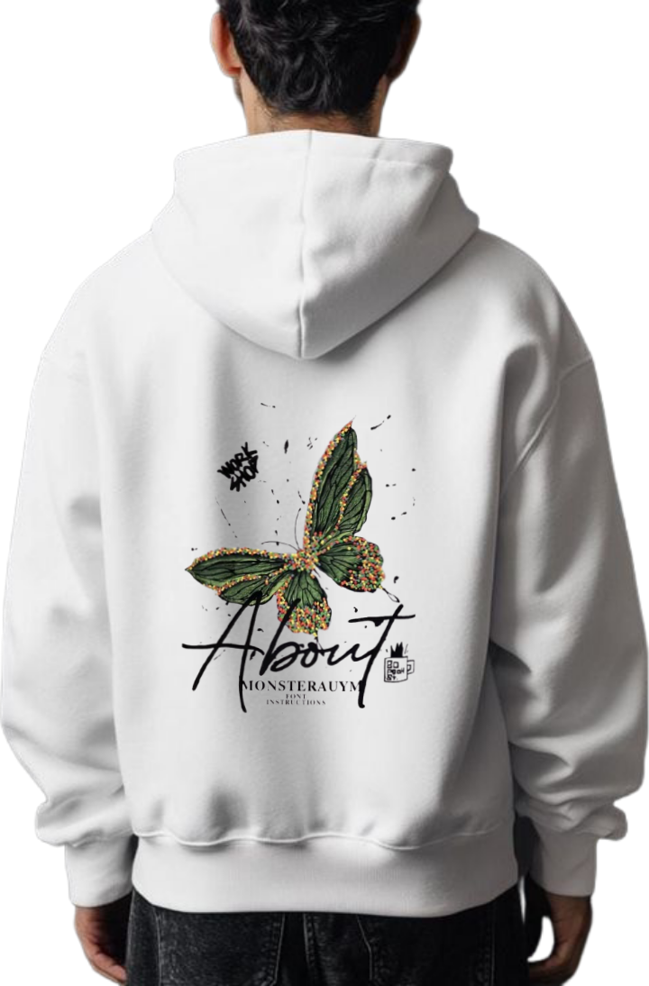 butterflies Oversize Hoodie White Back 43
