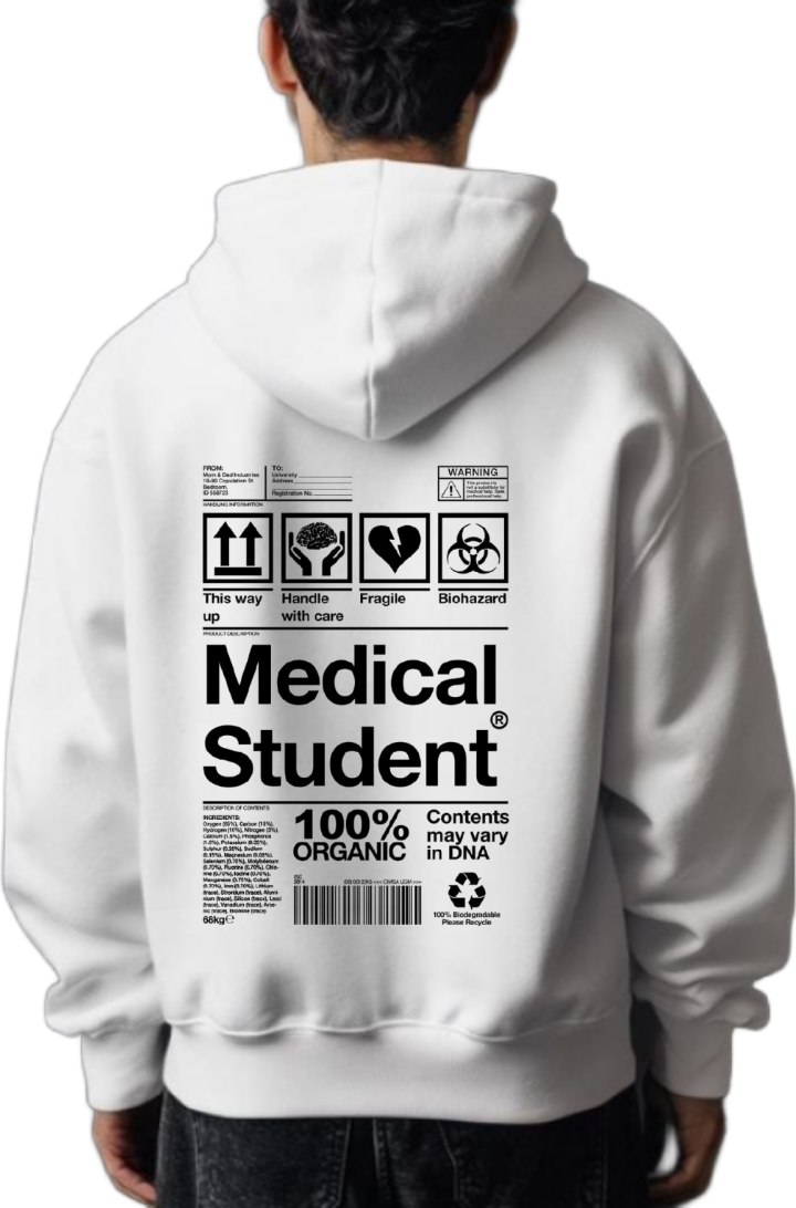 Medical Student Back text oversize hoodie White back 43