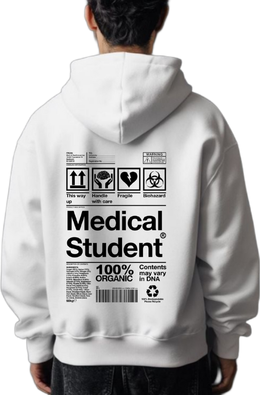 Medical Student Back text oversize hoodie White back 43