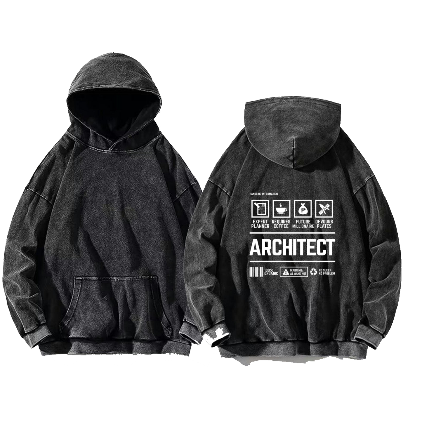 NO SLEEP NO PROBLEM Back text oversize hoodie Washed back 43