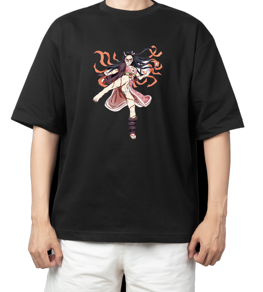 Anime Demon slayer nezuko tanjiro t- shirt Oversize Black 43