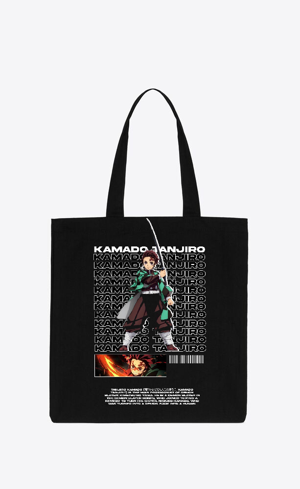 Anime Demon slayer nezuko tanjiro tote bag Black 44