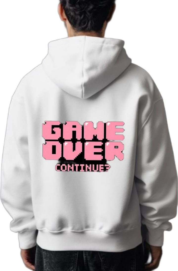 GAME OVER One Size hoodie White Back 44
