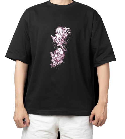 Anime Demon slayer nezuko tanjiro t- shirt Oversize Black 44