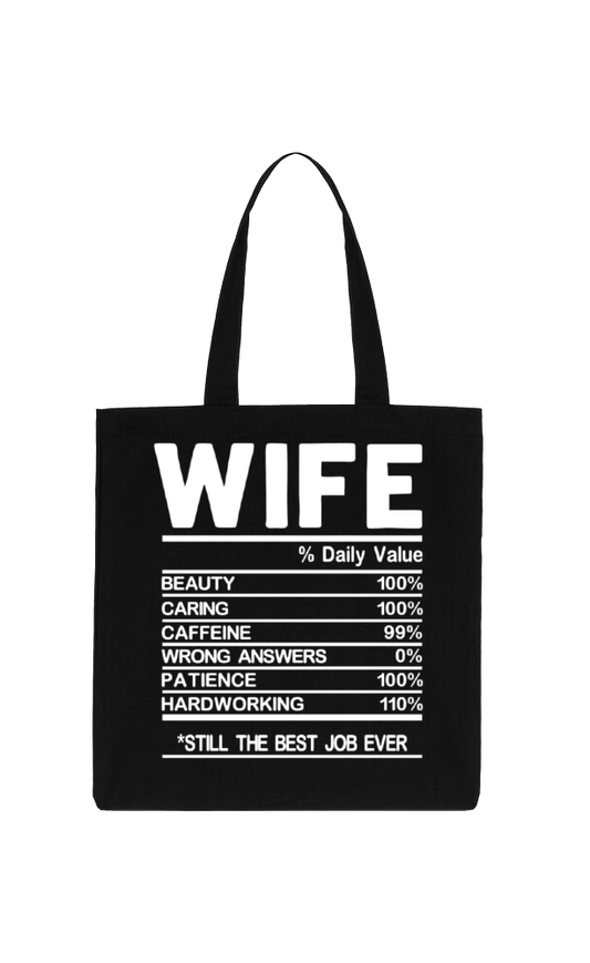WIFE Back text tote bag Black 42