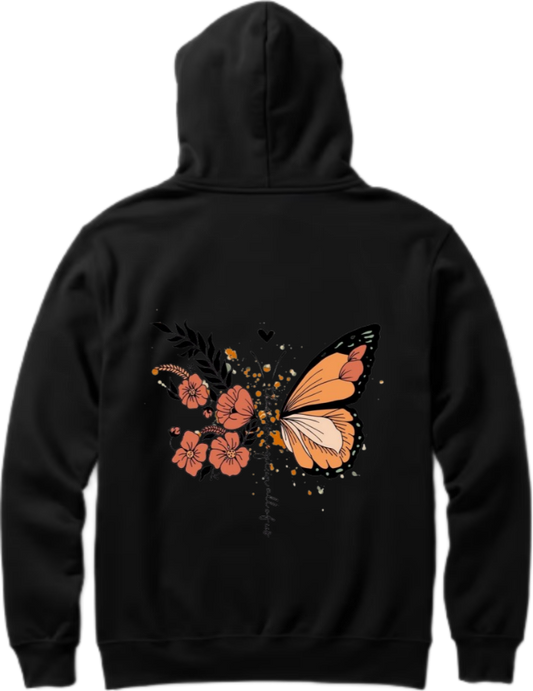 butterflies Oversize Hoodie Black Back 41