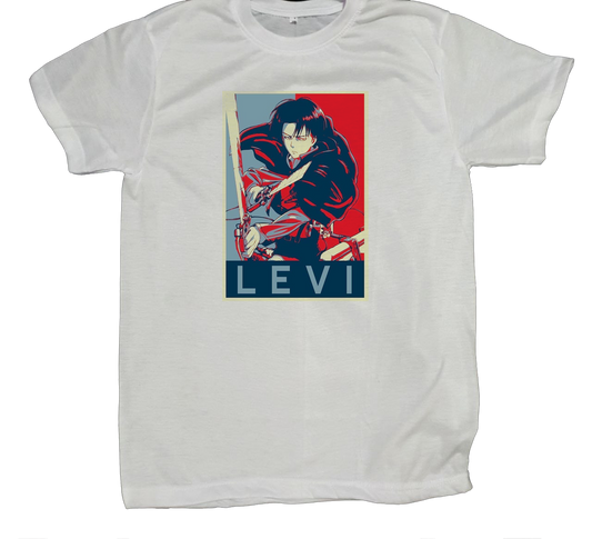Anime Attack on titan shingeki no kyojin eren levi mikasa  Aot white fit t- shirt 44