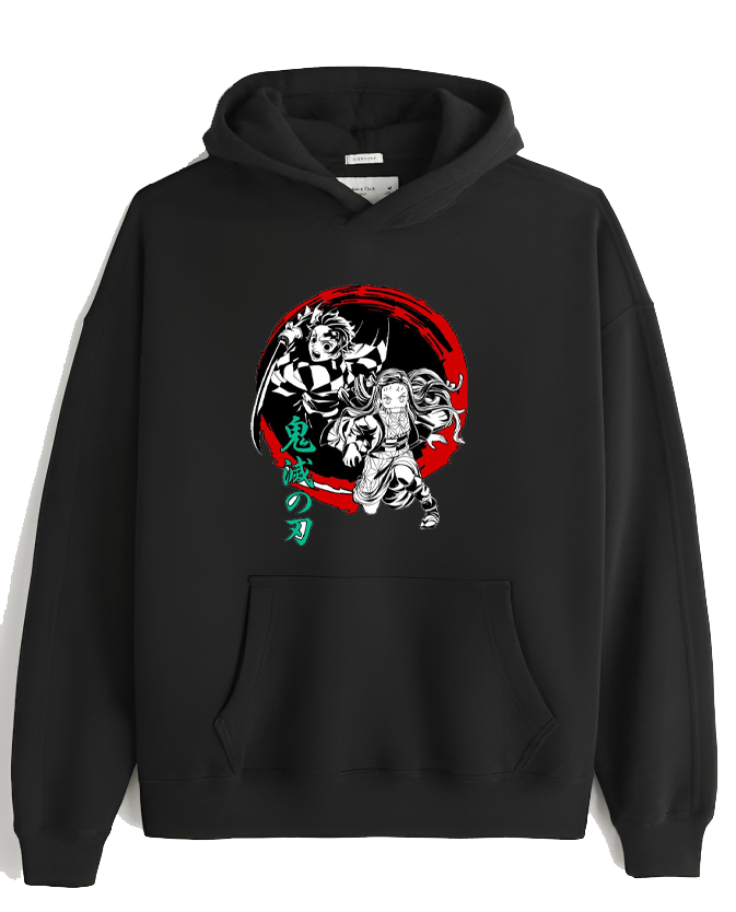 Anime Demon slayer nezuko tanjiro Oversize Hoodie Black 44