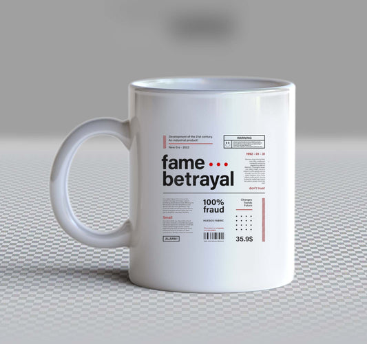fame... betrayal Back text Mug 44