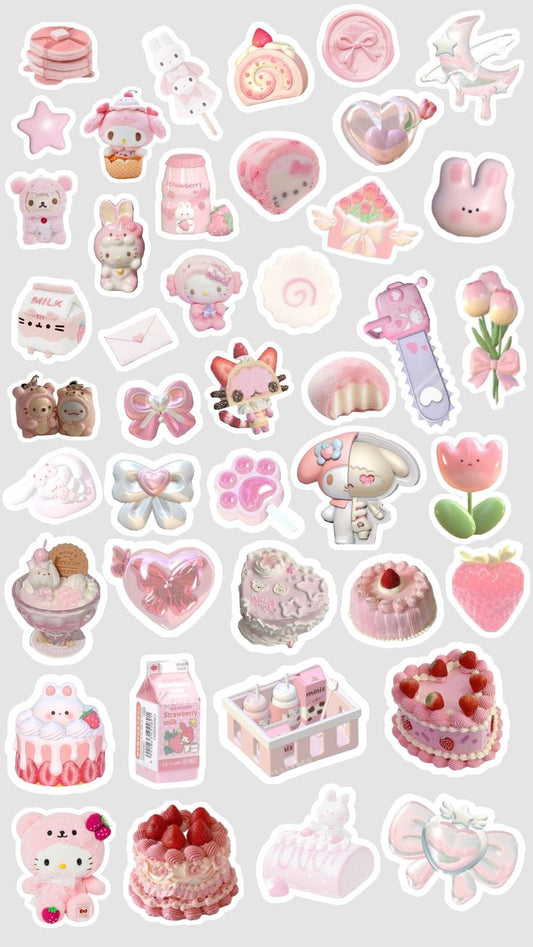Aesthetic Cute Stickers Pack - Waterproof Vinyl Cartoon Decals for Water Bottles, Laptops, Scrapbooking, Kawaii Stationery Supplies sticker journal sticker