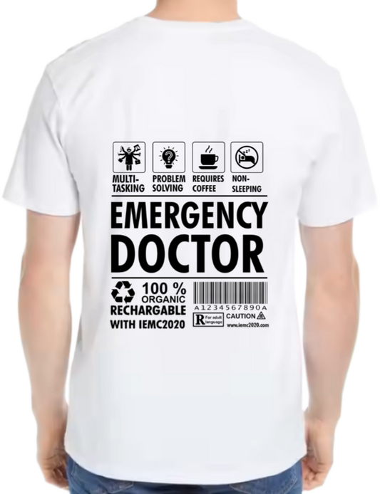 EMERGENCY DOCTOR Back text One Size t- shirt White Back 45