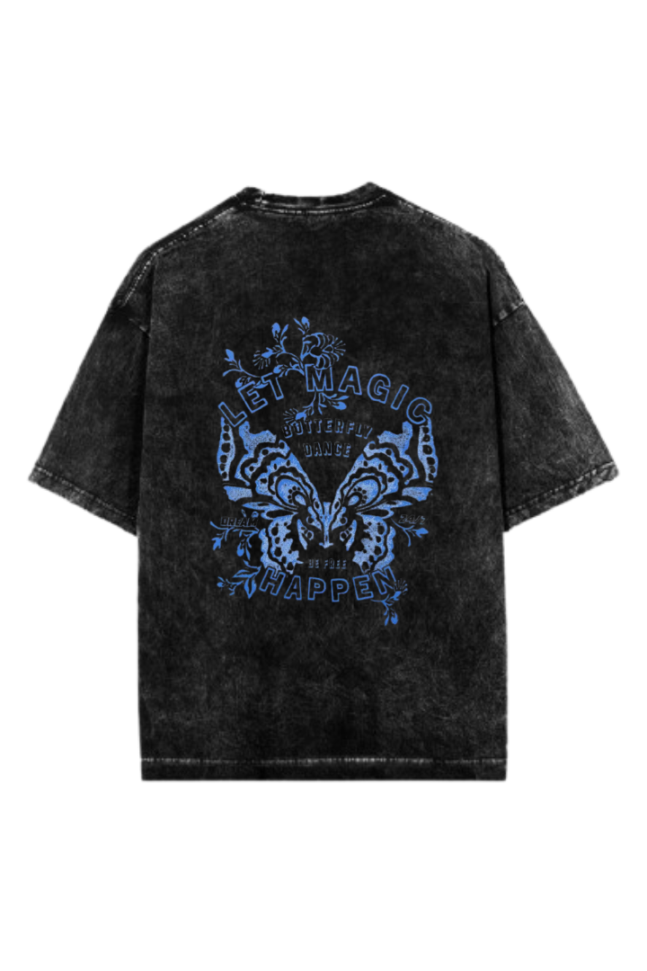 butterflies One Size t- shirt Washed Back 45