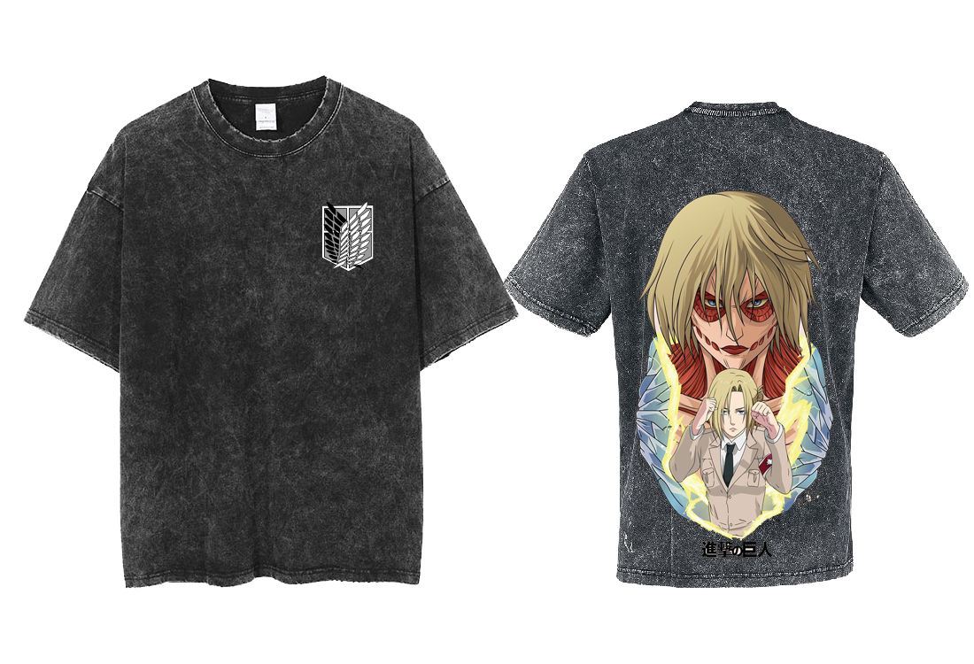Anime Attack on titan shingeki no kyojin eren levi mikasa Aot Oversize t- shirt Washd acid back 45