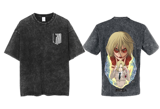 Anime Attack on titan shingeki no kyojin eren levi mikasa Aot Oversize t- shirt Washd acid back 45