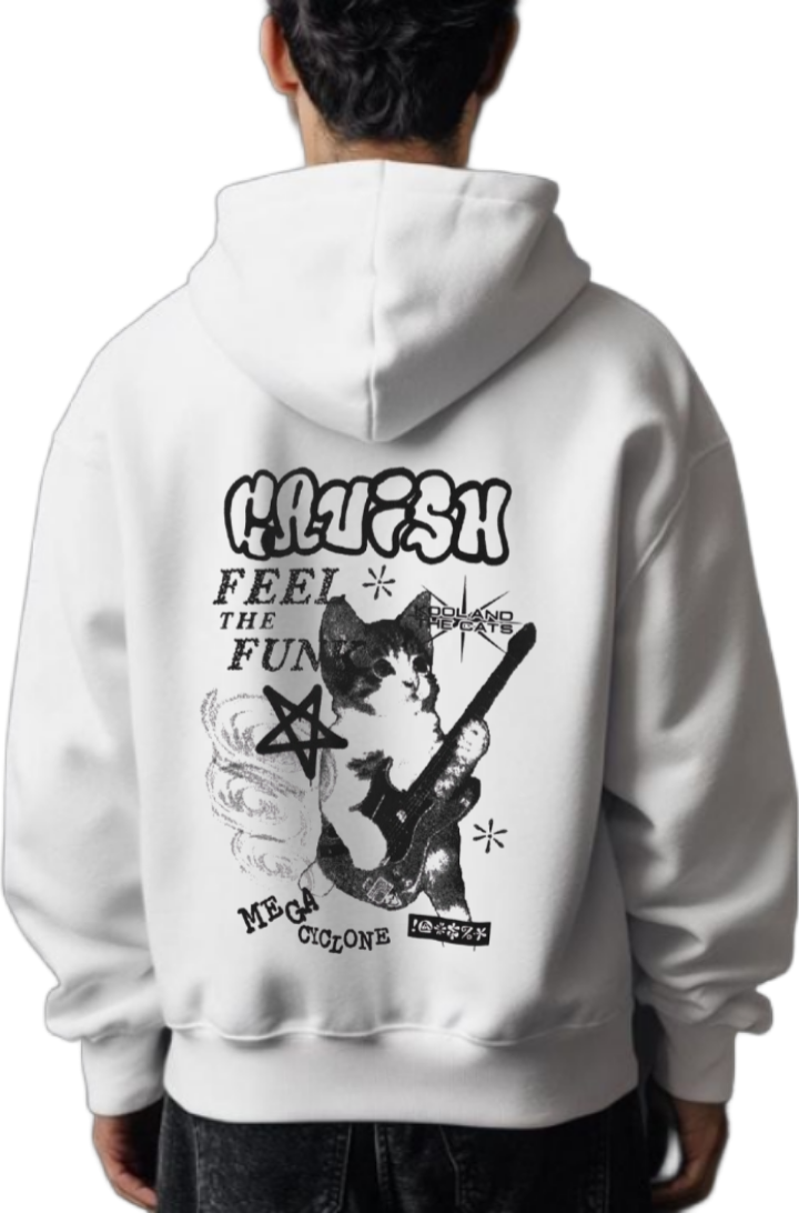 RAVISH Back text oversize hoodie White back 45