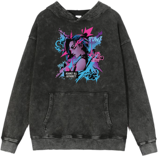 League of Legends Jinx Over Size hoodie Washed 8