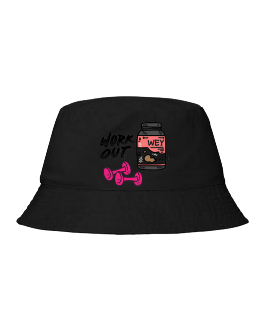 workout gym pilates Bucket hat Fishman hat cap Black 45