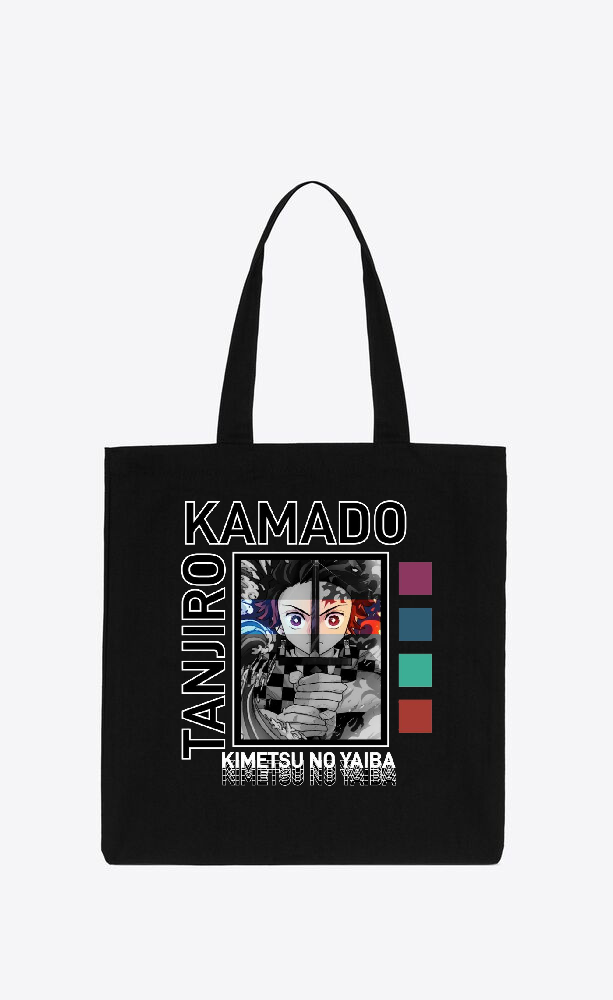 Anime Demon slayer nezuko tanjiro tote bag Black 45