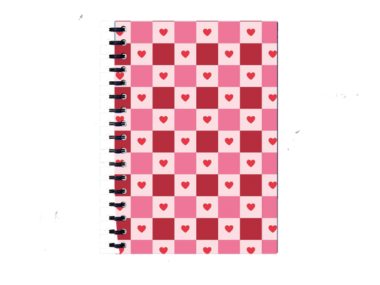 Notebook Valentine hearts pink checkerboard 45