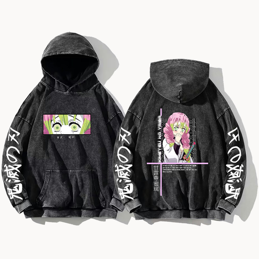 Anime Demon slayer nezuko tanjiro Oversize  Hoodie Washed gray 45