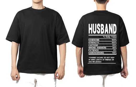 HUSBAND Back text One Size t- shirt Black Back 41