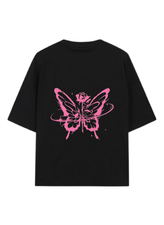 butterflies t- shirt Black Back 44