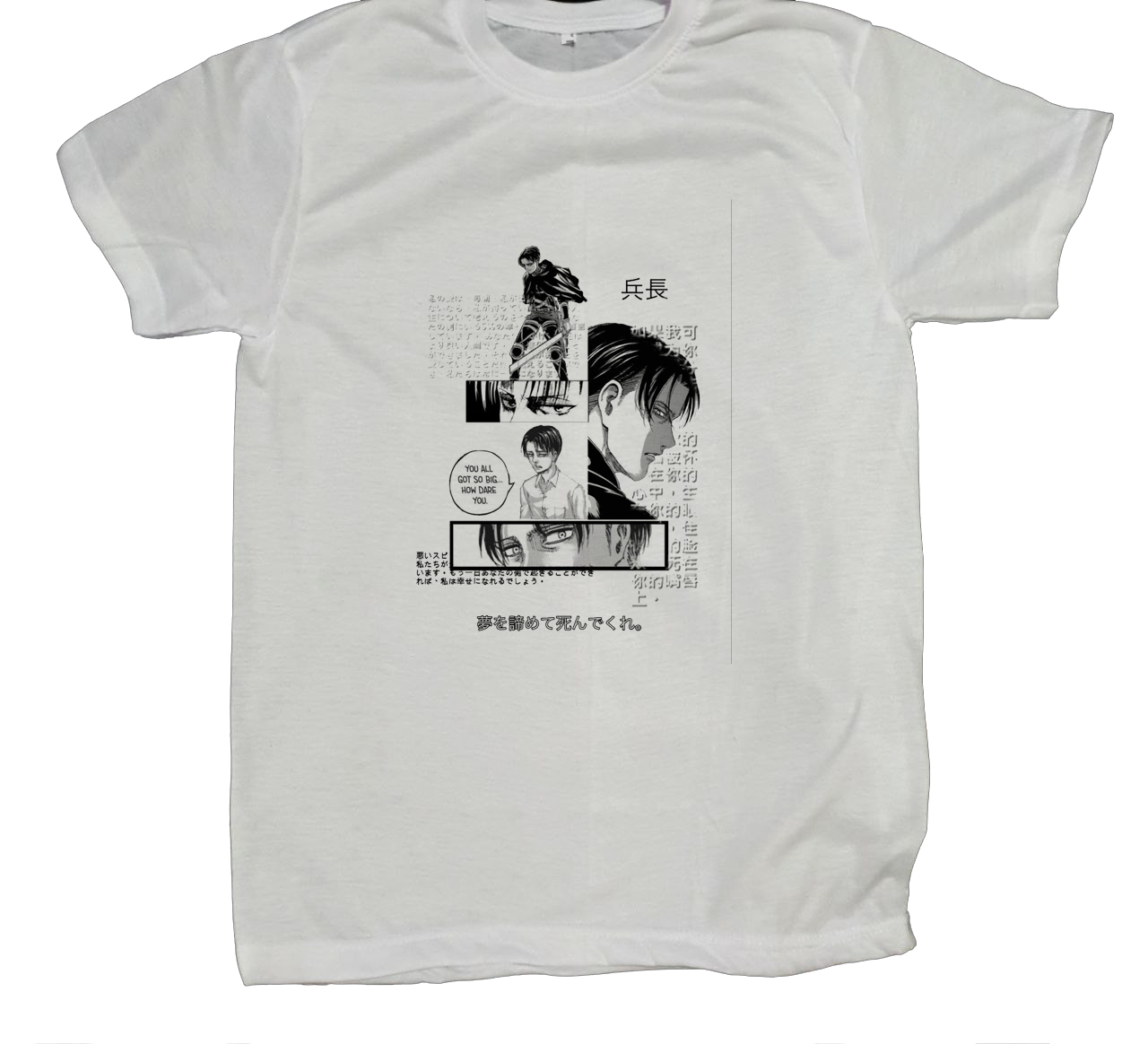Anime Attack on titan shingeki no kyojin eren levi mikasa  Aot white fit t- shirt 45