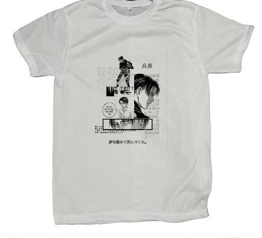 Anime Attack on titan shingeki no kyojin eren levi mikasa  Aot white fit t- shirt 45