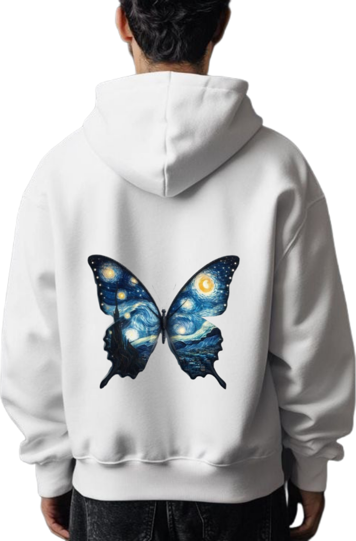 butterflies Oversize Hoodie White Back 45