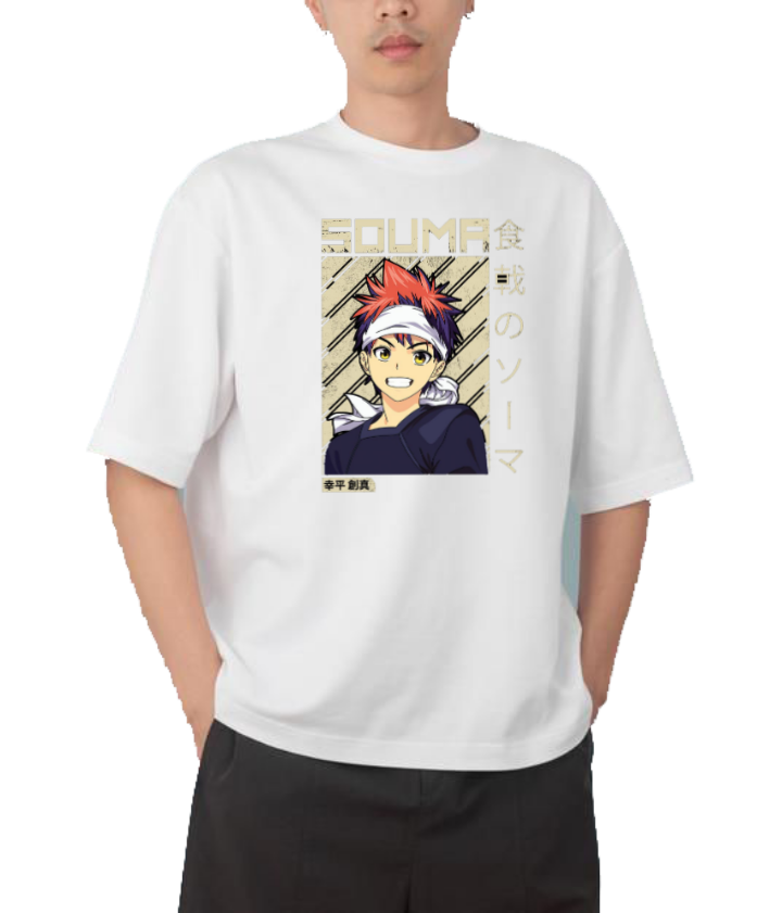 Food Wars! Shokugeki no Soma Sōma Yukihira t- shirt Over Size White 1