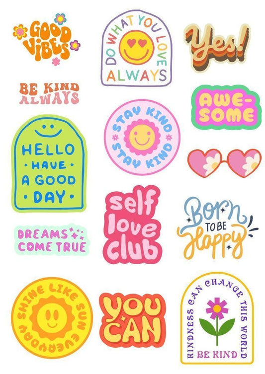 Aesthetic Cute Stickers Pack - Waterproof Vinyl Cartoon Decals for Water Bottles, Laptops, Scrapbooking, Kawaii Stationery Supplies sticker journal sticker