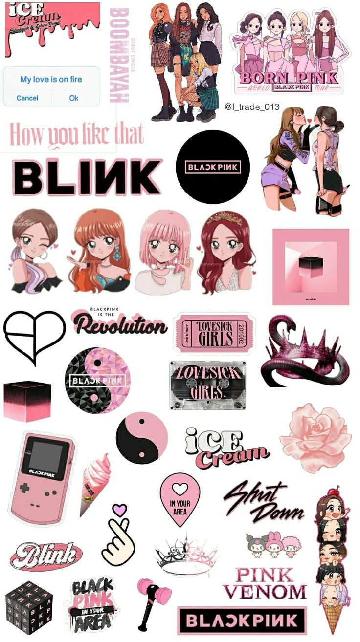 BLACKPINK and BLINK Theme Stickers Pack, Cute K-Pop Aesthetic Merchandise for Journaling, Scrapbooking, Water Bottles, Laptop, and Planner Decals