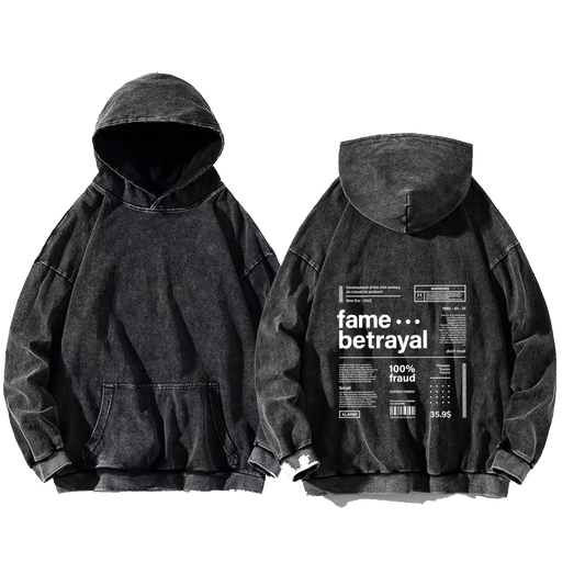 fame... betrayal Back text oversize hoodie Washed back 46