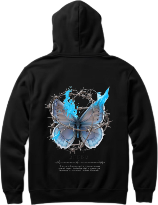 butterflies Oversize Hoodie Black Back 43