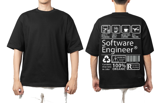 Software Engineer Back text One Size t- shirt Black Back 42