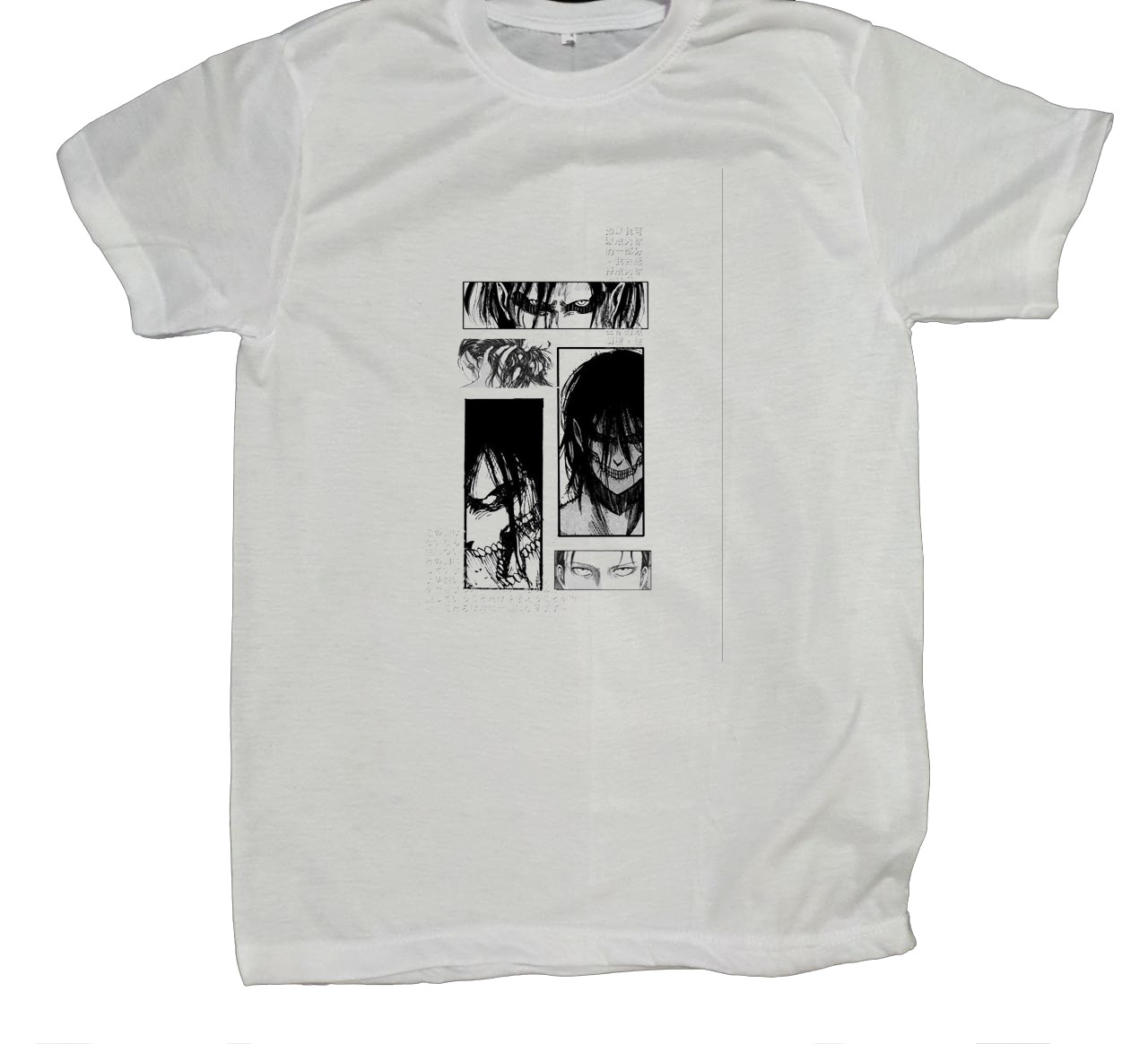 Anime Attack on titan shingeki no kyojin eren levi mikasa  Aot white fit t- shirt 46