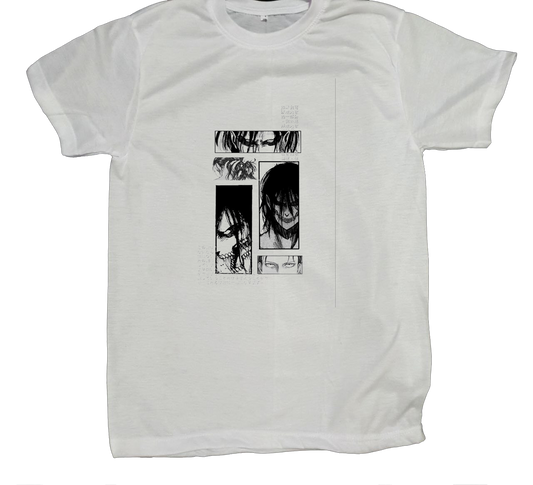 Anime Attack on titan shingeki no kyojin eren levi mikasa  Aot white fit t- shirt 46