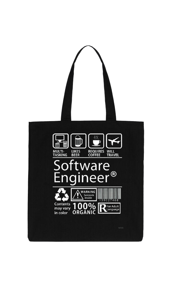 Software Engineer Back text tote bag Black 44