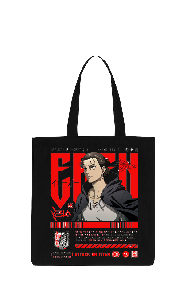 Anime Attack on titan shingeki no kyojin Aot Black tote bag 45