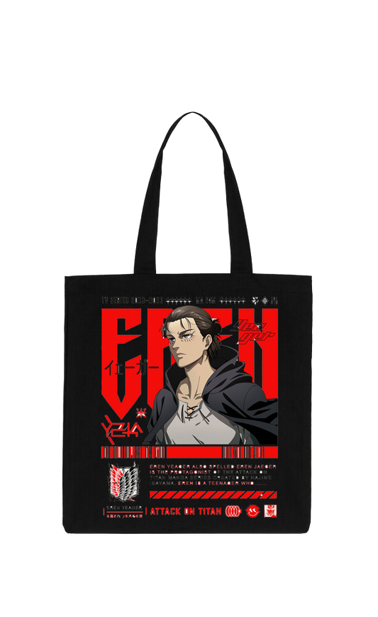 Anime Attack on titan shingeki no kyojin Aot Black tote bag 45